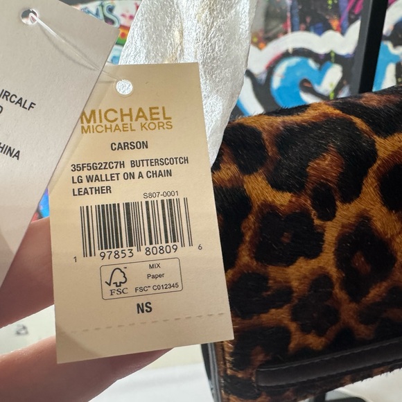 NWT Michael Kors Leopard Print Calf Hair Crossbody Bag - Picture 4 of 12